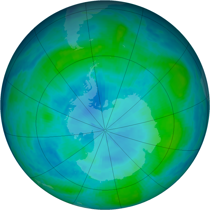Antarctic ozone map for 07 February 1986